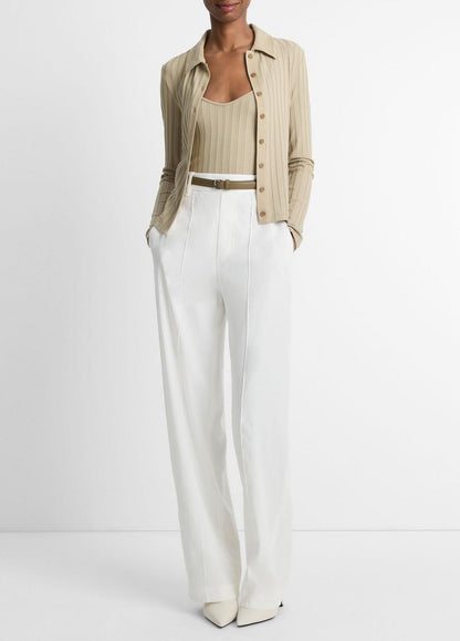 Ribbed Collared Long-Sleeve Button-Front Top in Shirts & Tees MOJAVE | VINCE Sale