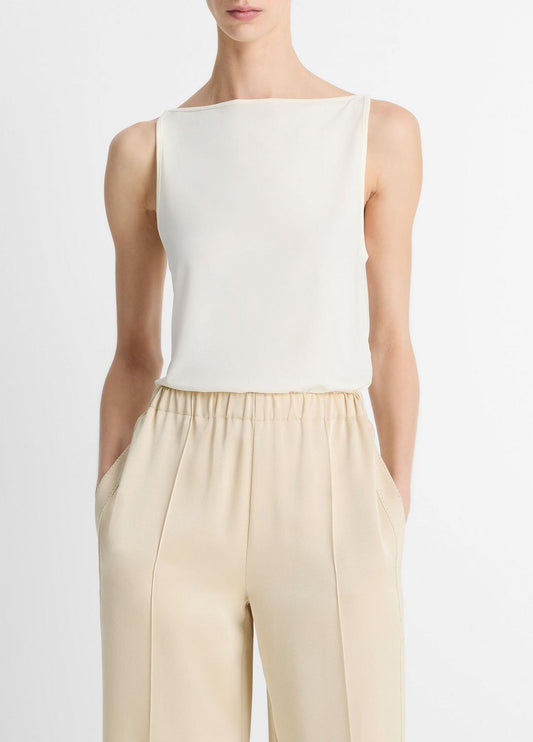Matte Jersey Boat-Neck Tank in Shirts & Tees IVORY | VINCE Sale