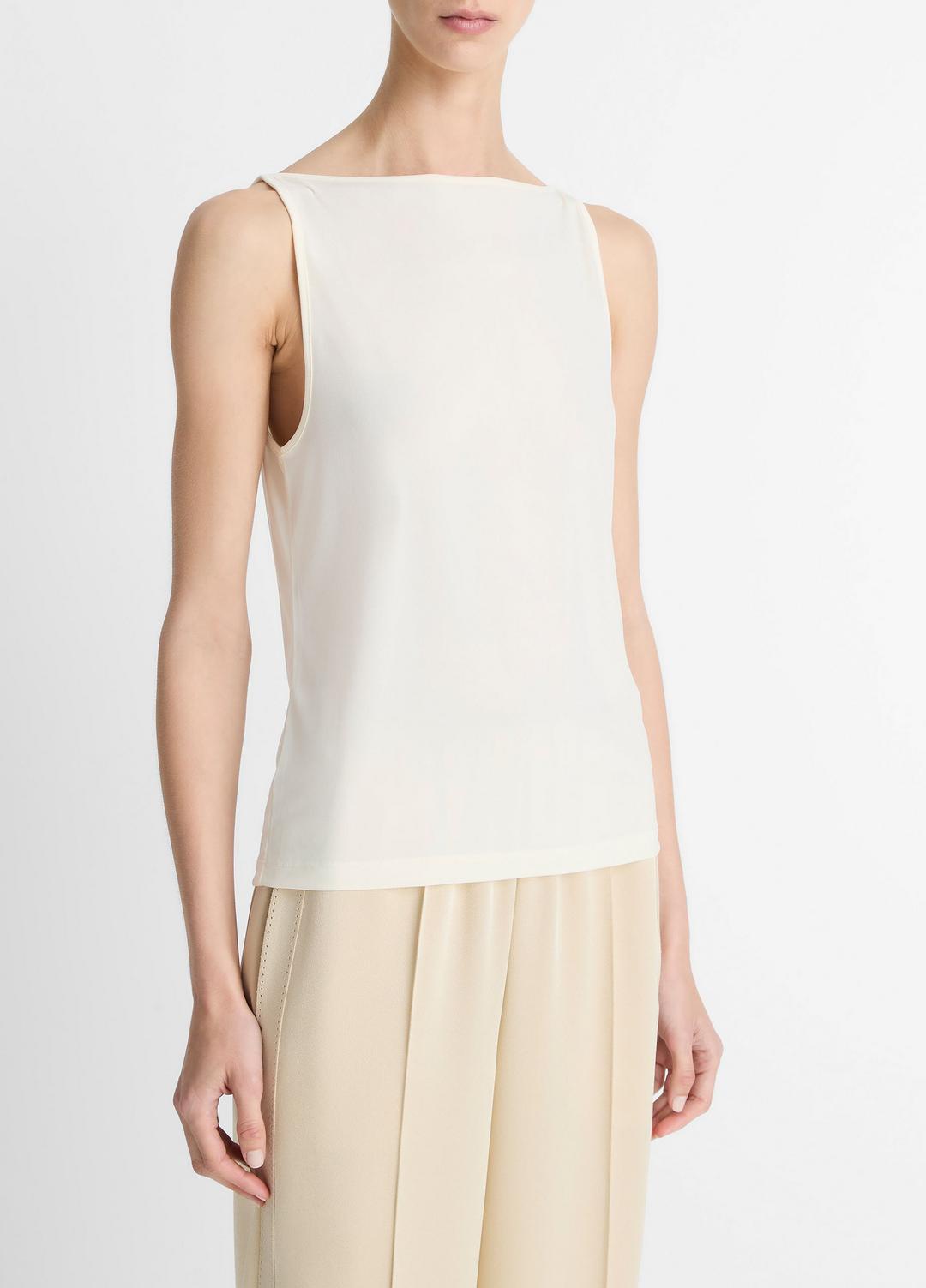 Matte Jersey Boat-Neck Tank in Shirts & Tees IVORY | VINCE Sale
