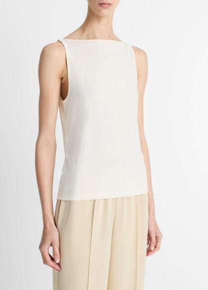 Matte Jersey Boat-Neck Tank in Shirts & Tees IVORY | VINCE Sale