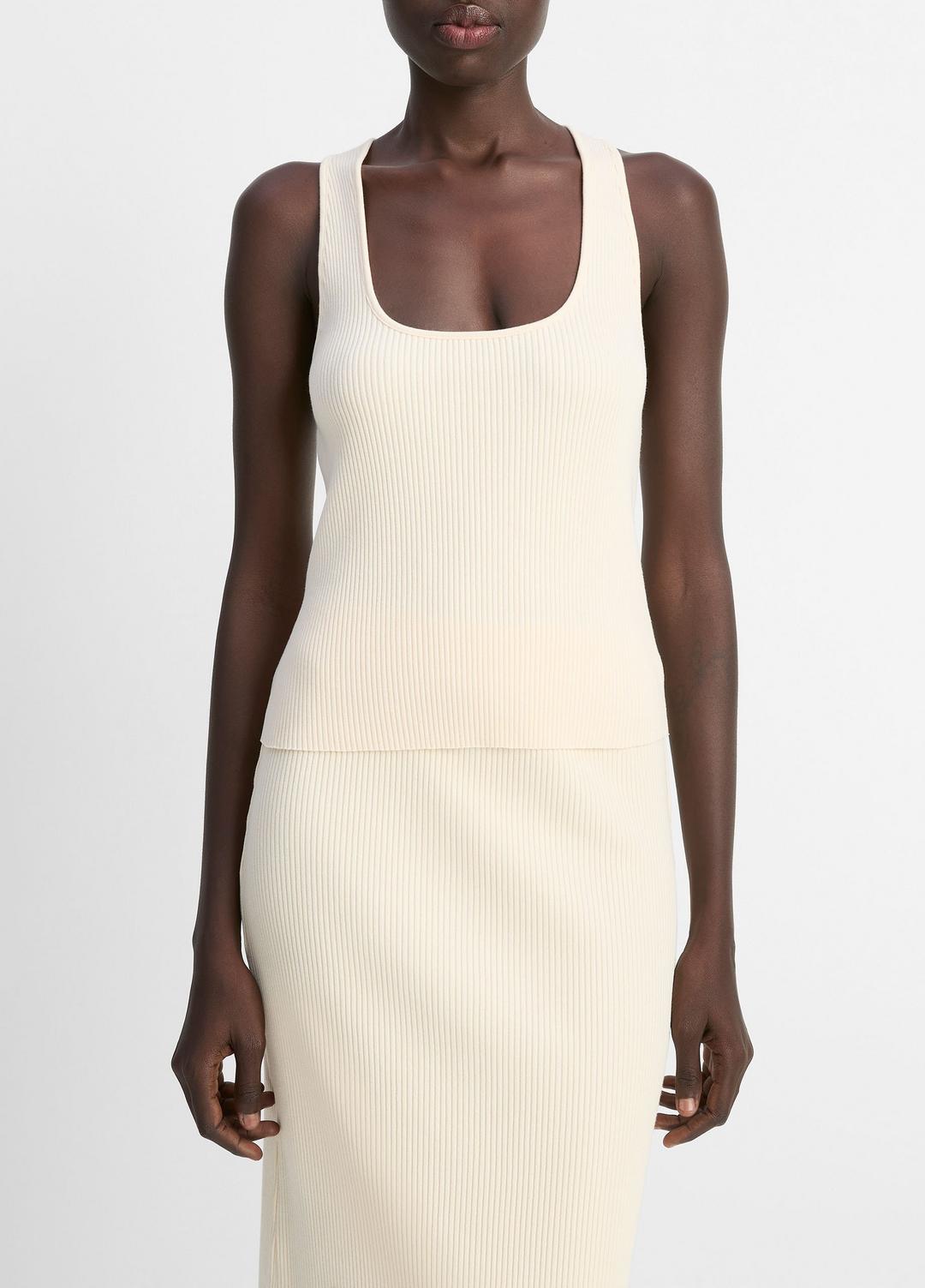 Ribbed Cotton-Blend Racerback Tank in Shirts & Tees OAT SHELL | VINCE Sale