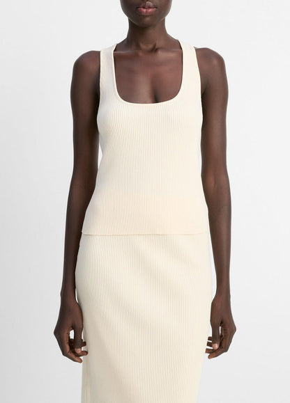 Ribbed Cotton-Blend Racerback Tank in Shirts & Tees OAT SHELL | VINCE Sale