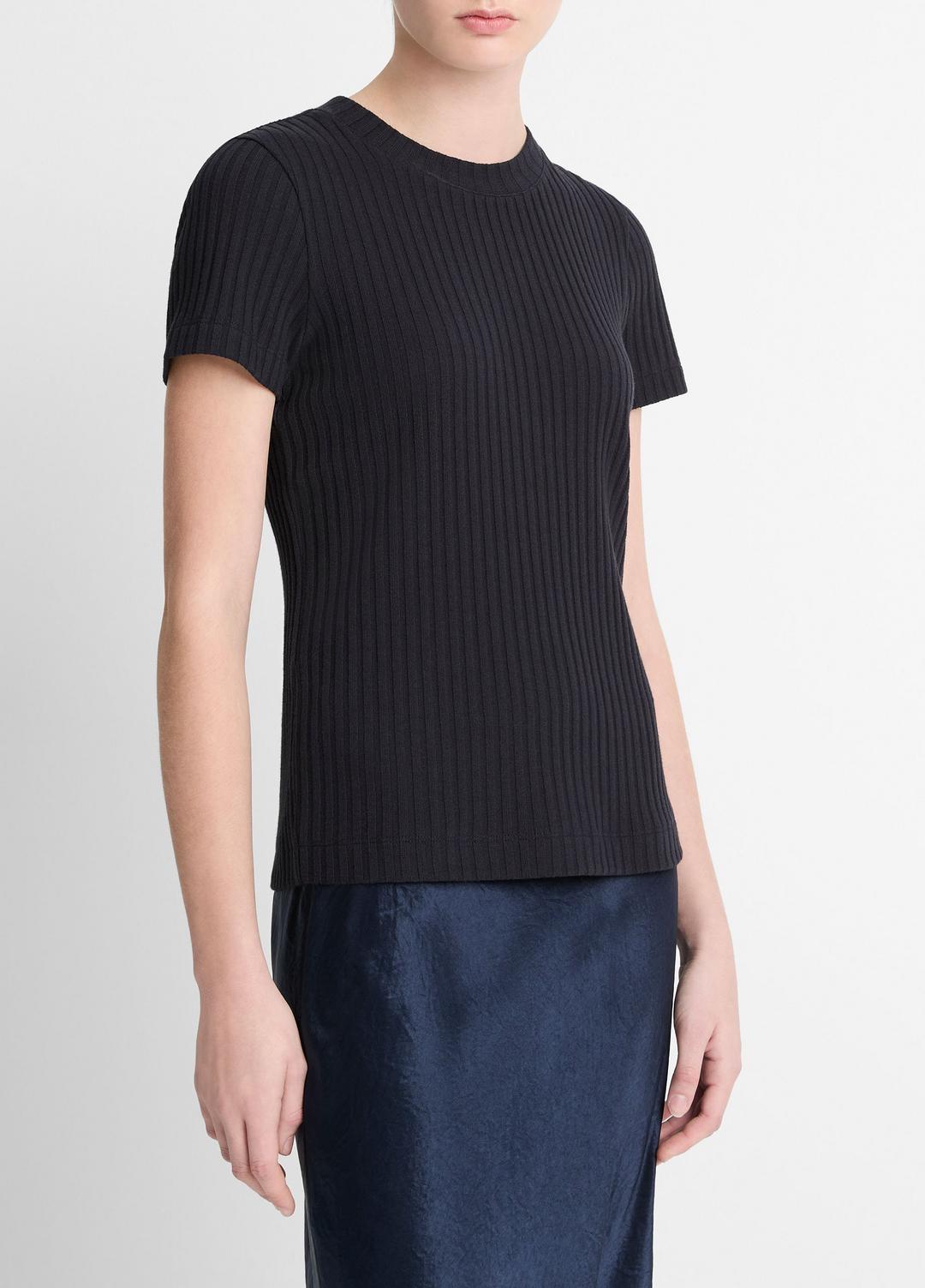 Ribbed Cotton-Blend Top in Shirts & Tees COASTAL BLUE | VINCE Sale