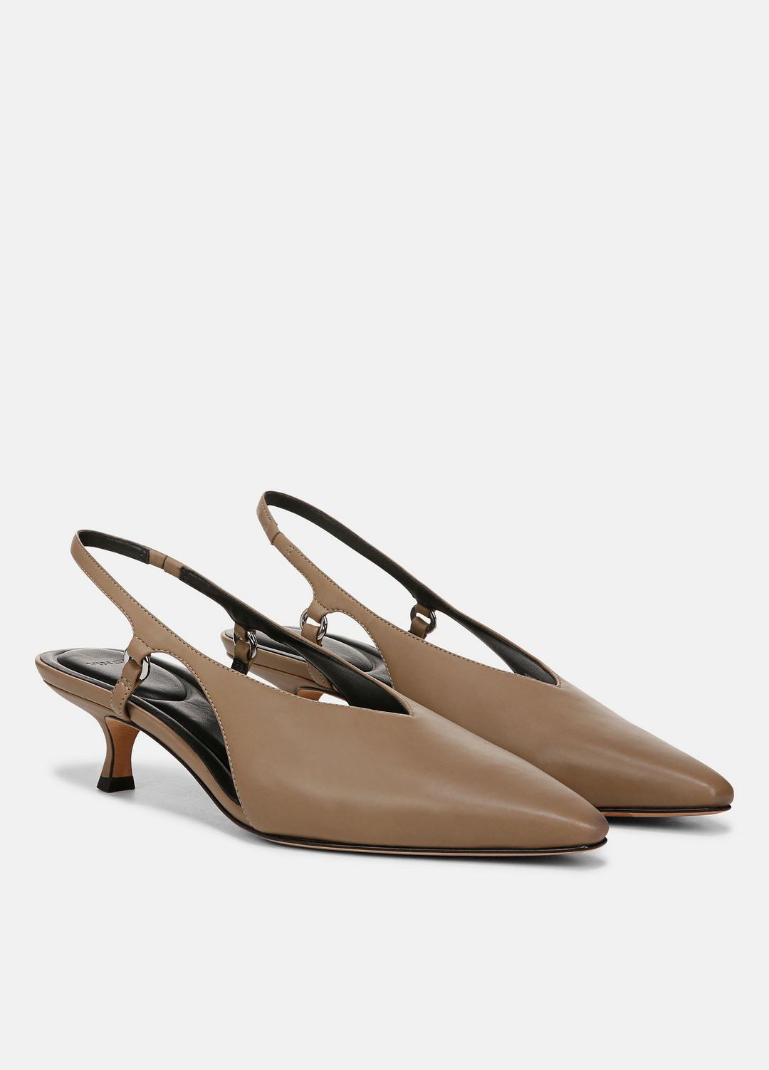 Sabrina Leather Slingback Kitten Heel in Shoes SAND SHELL | VINCE Sale