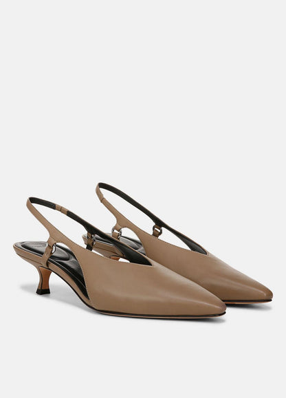 Sabrina Leather Slingback Kitten Heel in Shoes SAND SHELL | VINCE Sale