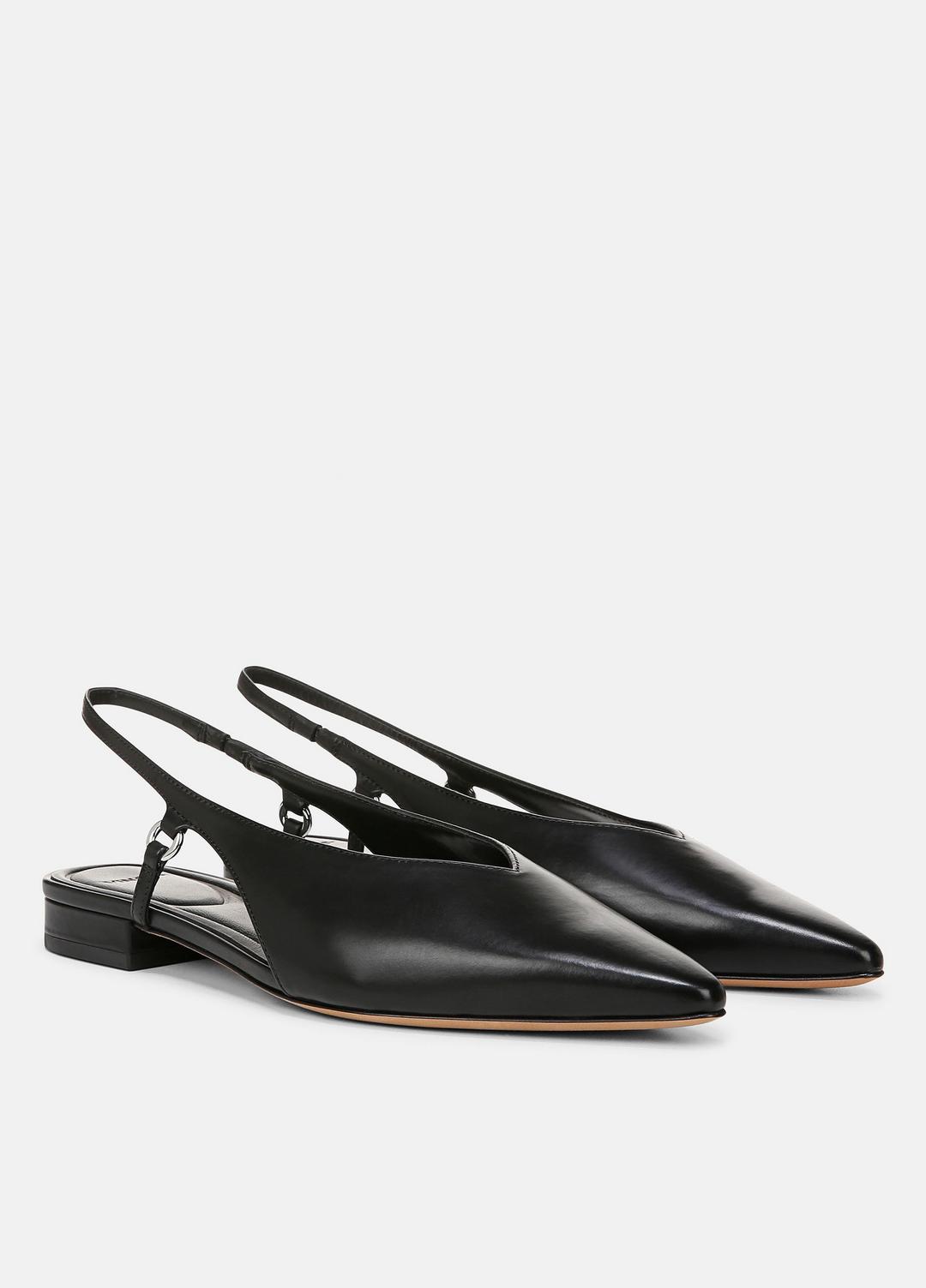 Ines Leather Slingback Flat in Shoes BLACK | VINCE Sale
