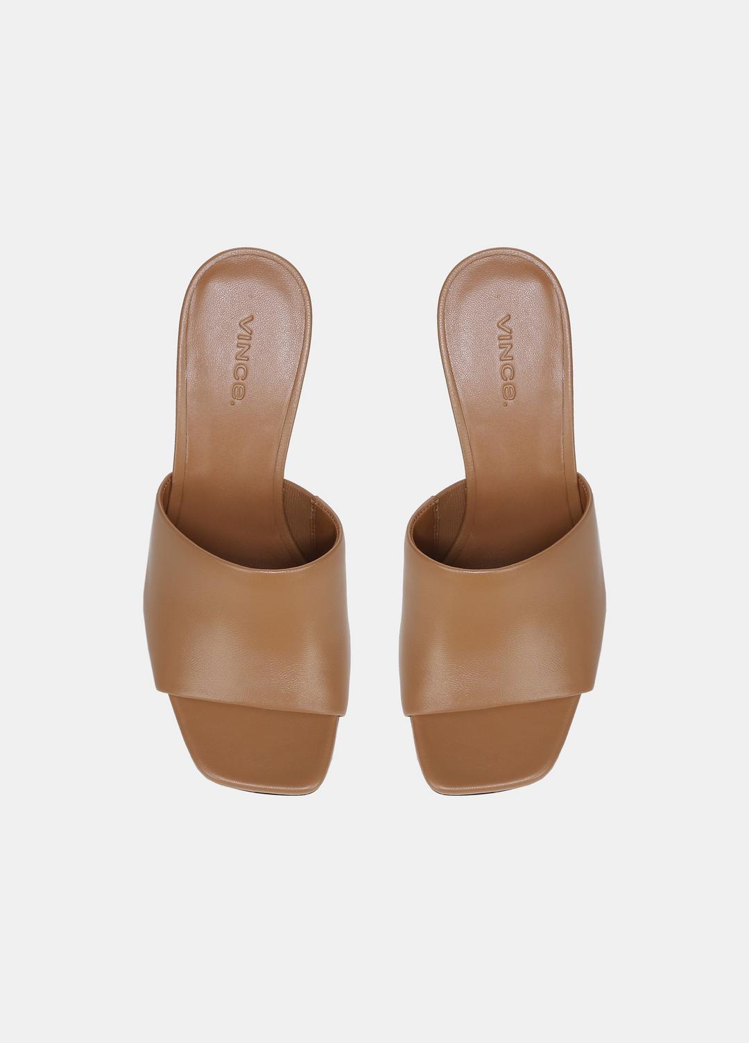 Pia Leather Wedge Sandal in Shoes TAN | VINCE Sale