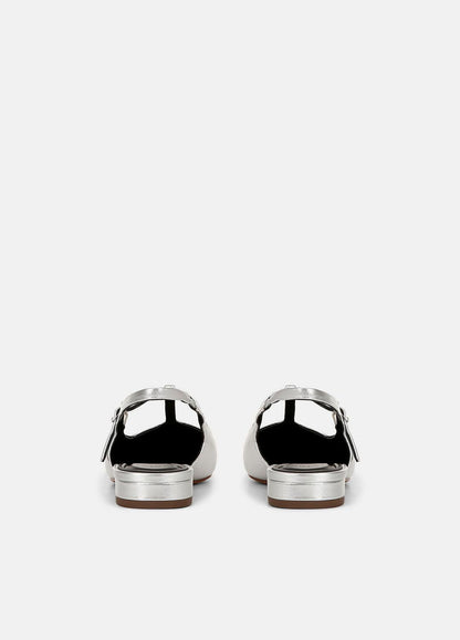 Iliana Metallic Leather Slingback Flat in Shoes SILVER | VINCE Sale